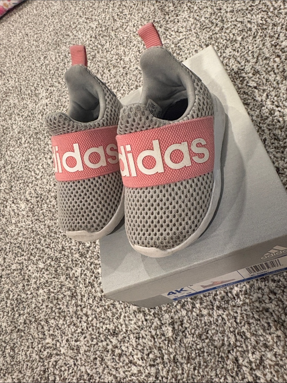 adidas Kids Gray & Pink Slip-On Athletic Sneakers - Picture 3 of 5